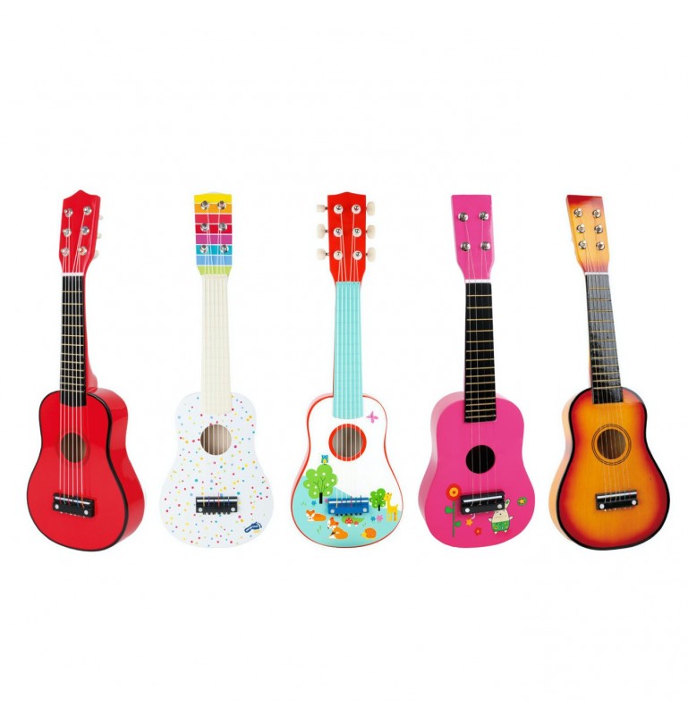 Orange LVPY Guitare Jouet 4 Cordes Mini Guitare en Plastique Jouet Musical des Enfants Instrument Acoustique a Cordes Cadeau pour Enfant 