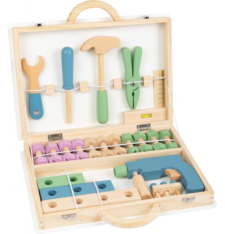 Ensemble d'outils pour enfants avec outils en bois colorés