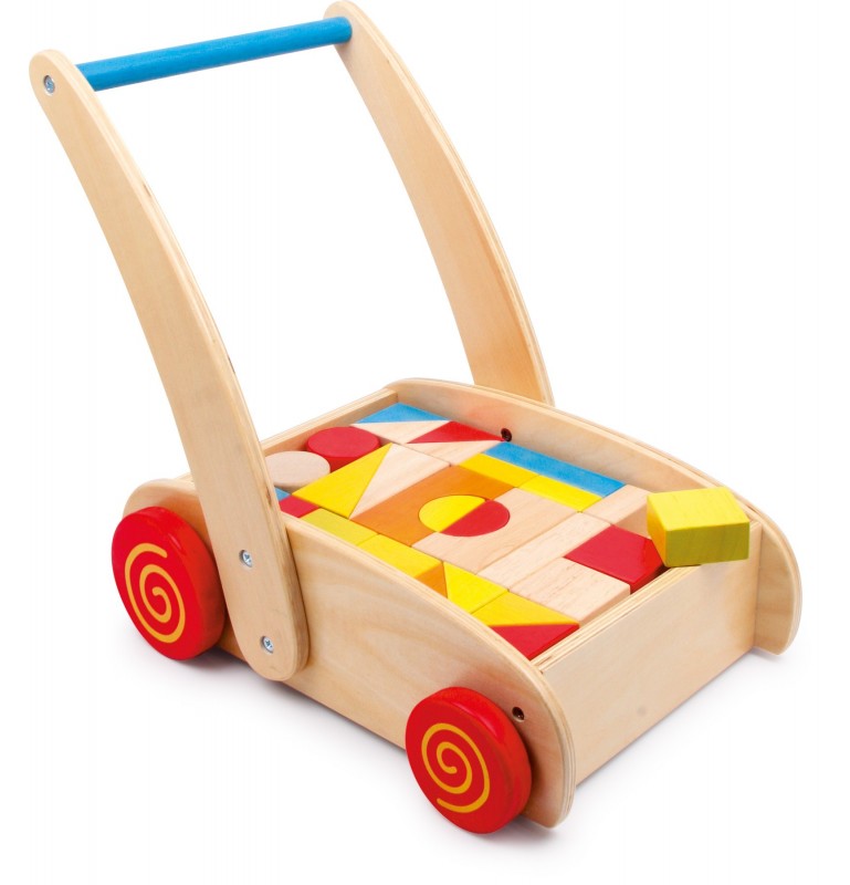 Pousseur bebe - Jeu de construction bois - Couleurs primaires