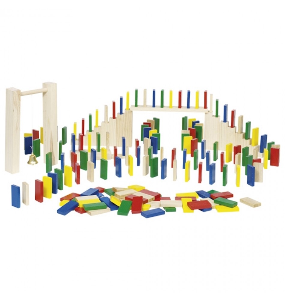 Jeu de domino - Jeu de construction en bois coloré pour enfant – L