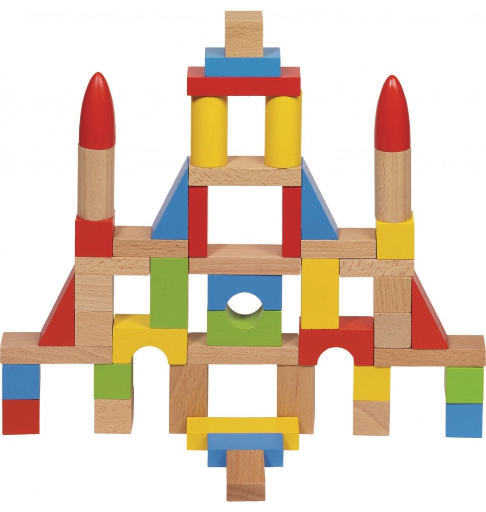 Jeu de construction en bois - 50 pièces - Dés 2 ans