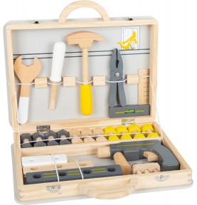 Boîte à outils en bois Deluxe - Gris Jaune