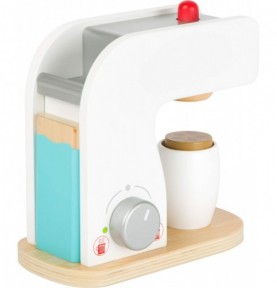 Cafetière jouet de style Montessori en bois blanc, 17x16x14 cm