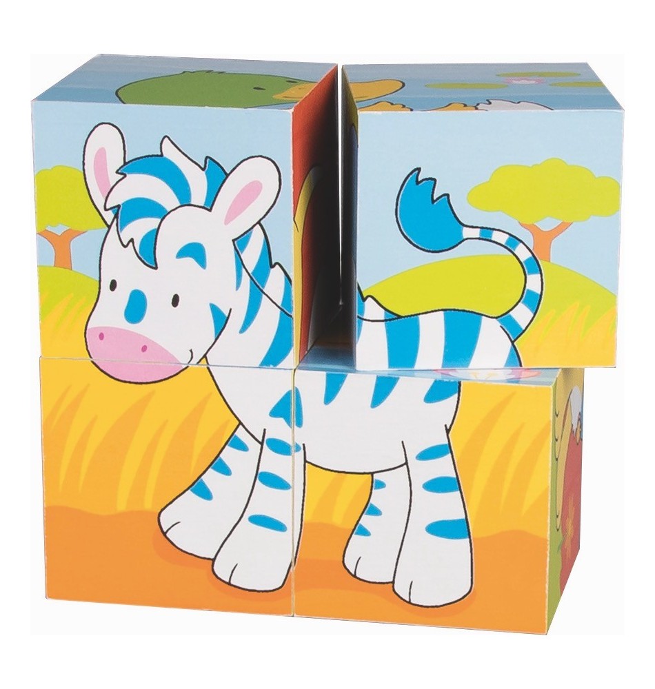 Puzzles de 4 cubes bébés animaux Jeu jouet en bois Enfant 2 ans - Un jeux  des jouets