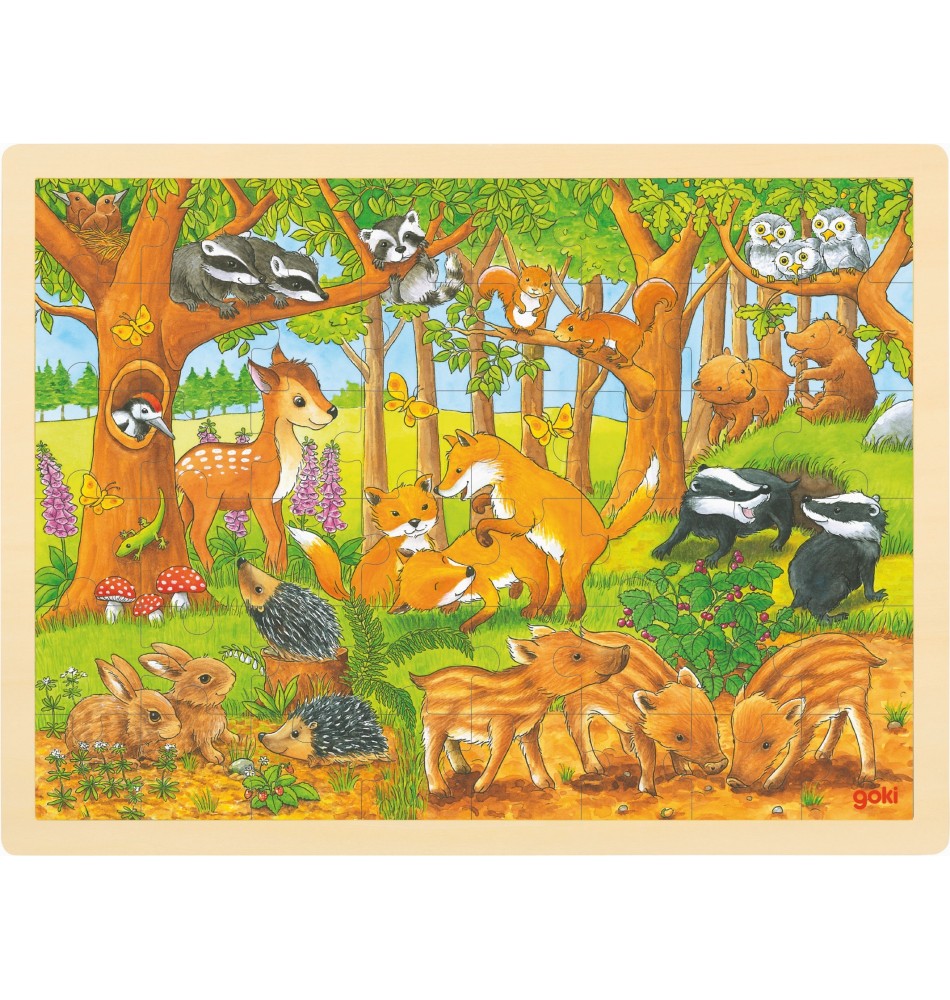 Puzzle, bébés animaux dans la forêt - Matériel Montessori