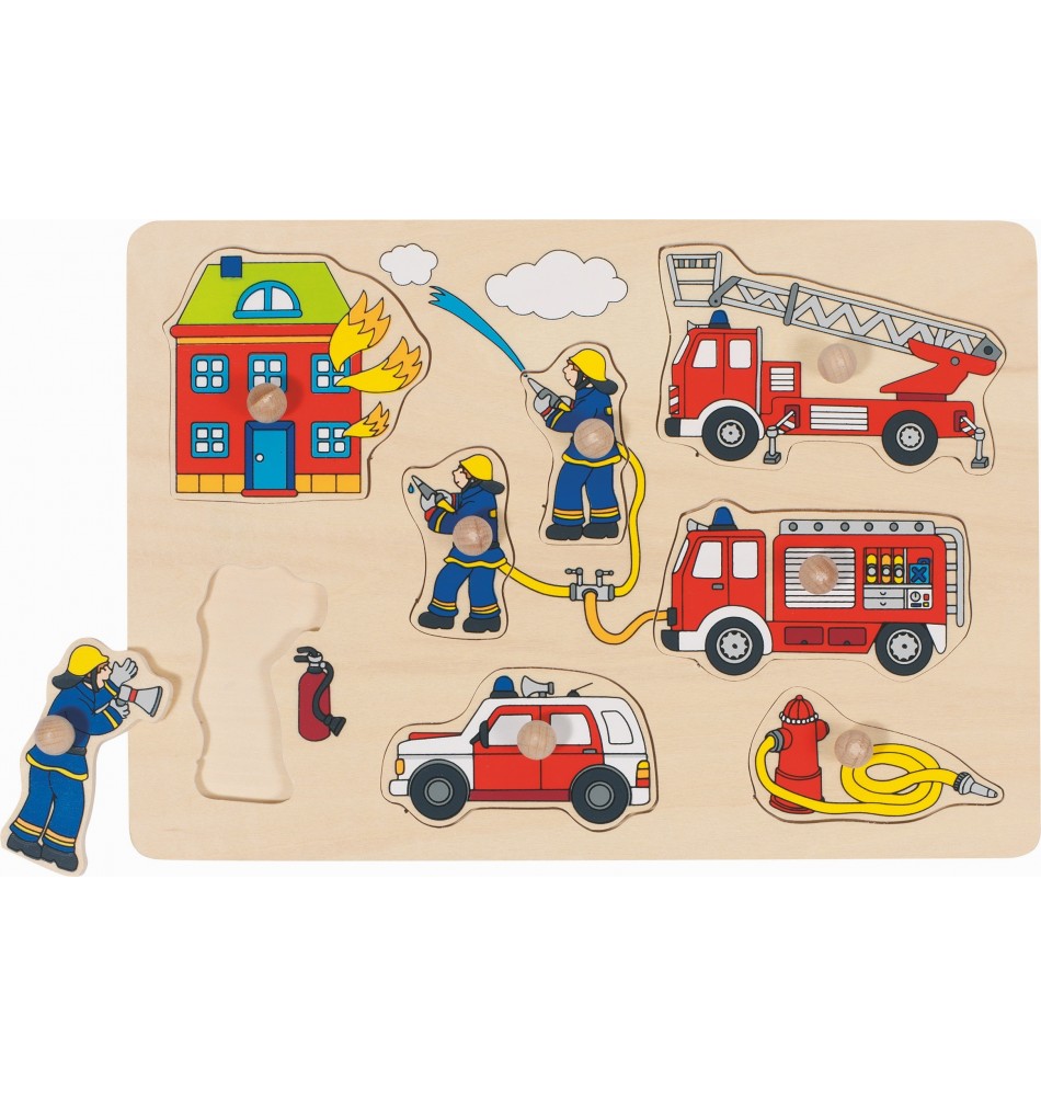 Pompiers, puzzle à encastrements - Matériel Montessori