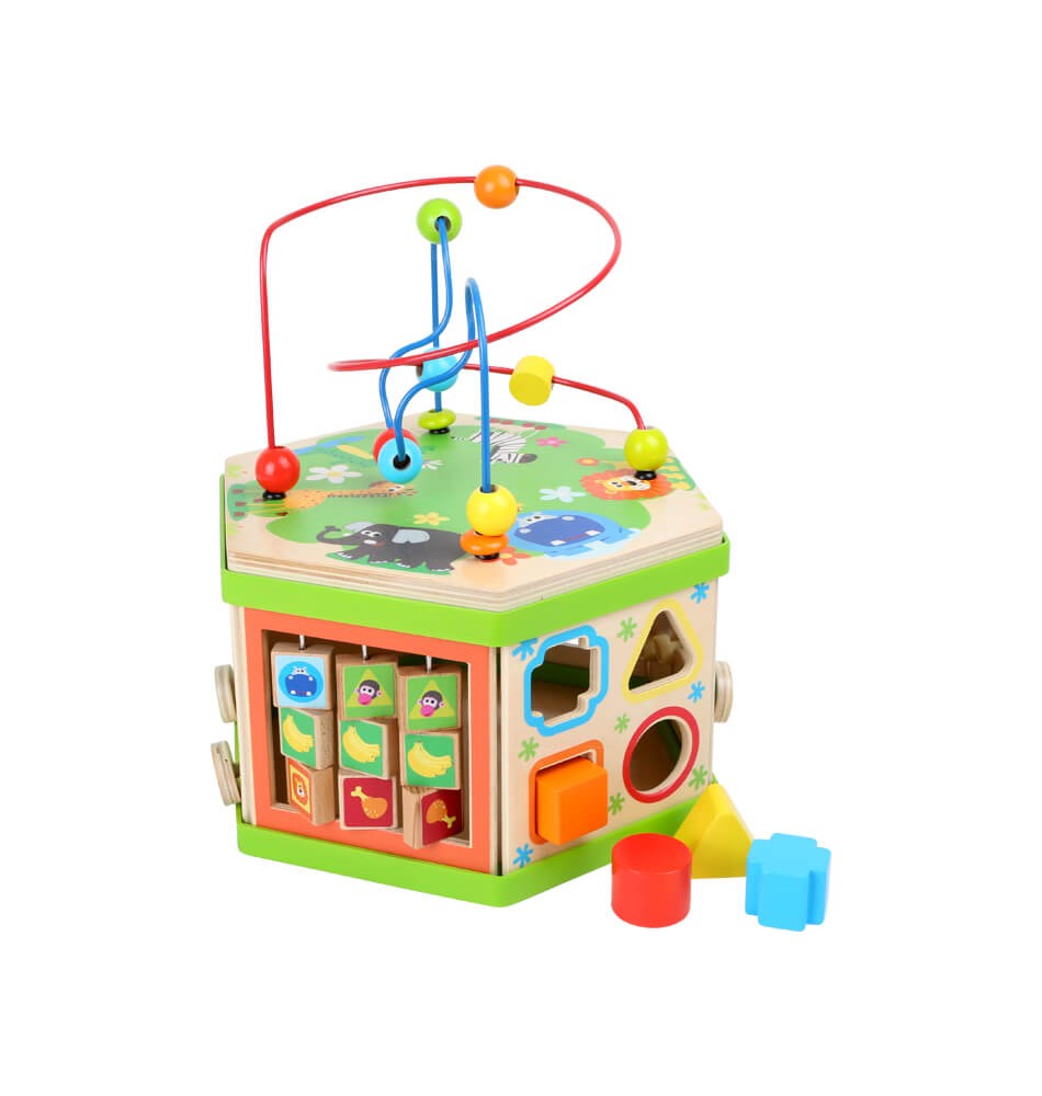 Jouet Bebe 1 2 Ans, Cube D'activité Bébé en Bois 6-en-1, Jouets