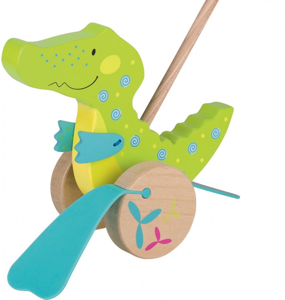 Jouet en bois pour bébé, puzzle en forme de crocodile.