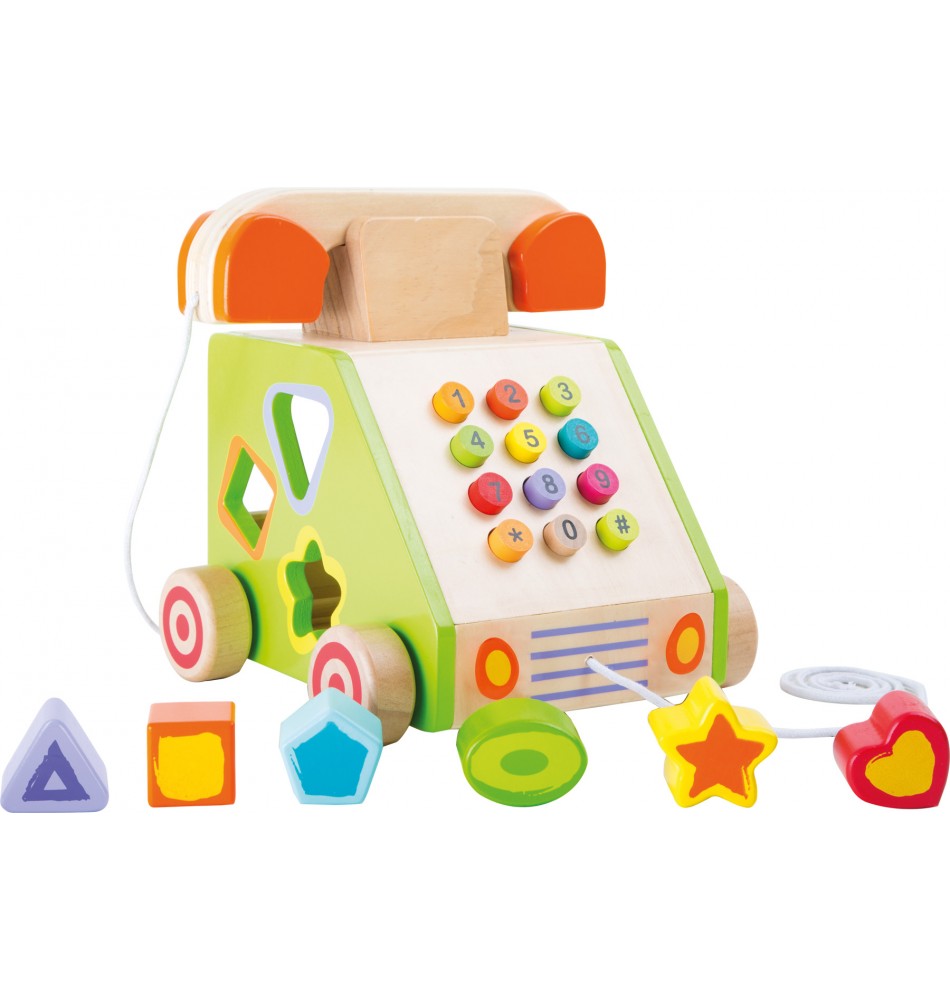 Jouet A Tirer Telephone Cube D Activite Bebe Jouet En Bois