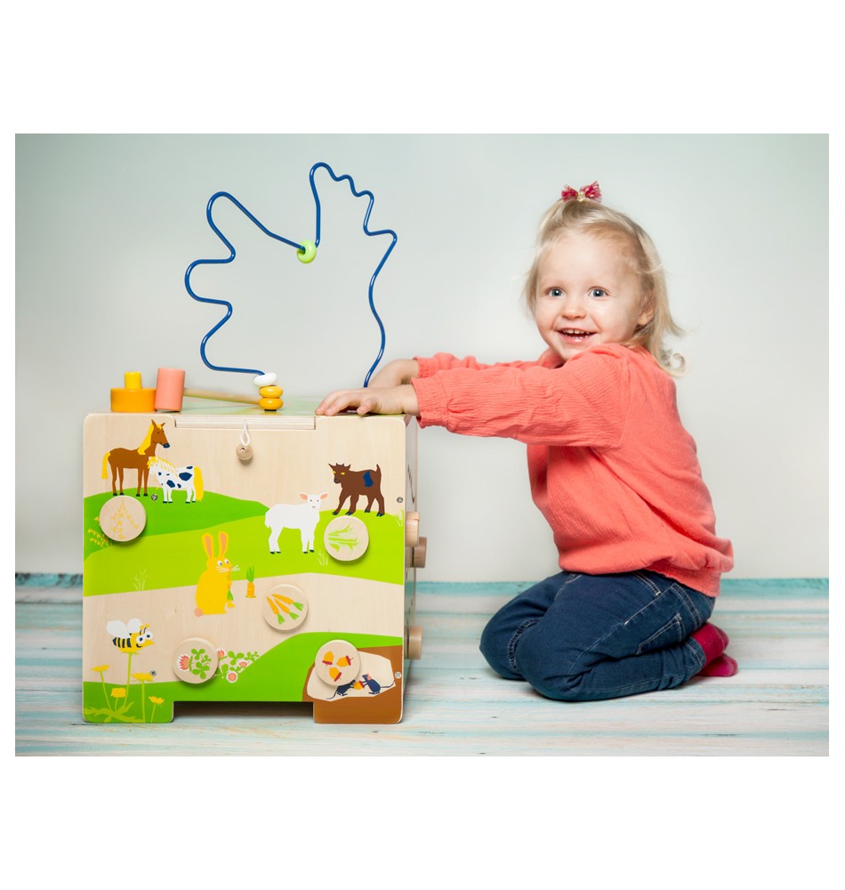 Cube D'Activité Montessori En Bois - 6 Jeux Éducatifs - Jouet Bébé 2 3 4 Ans - Cadeau Noël