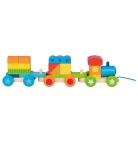 Train en bois bébé - Jouet à tirer - Jouet Montessori