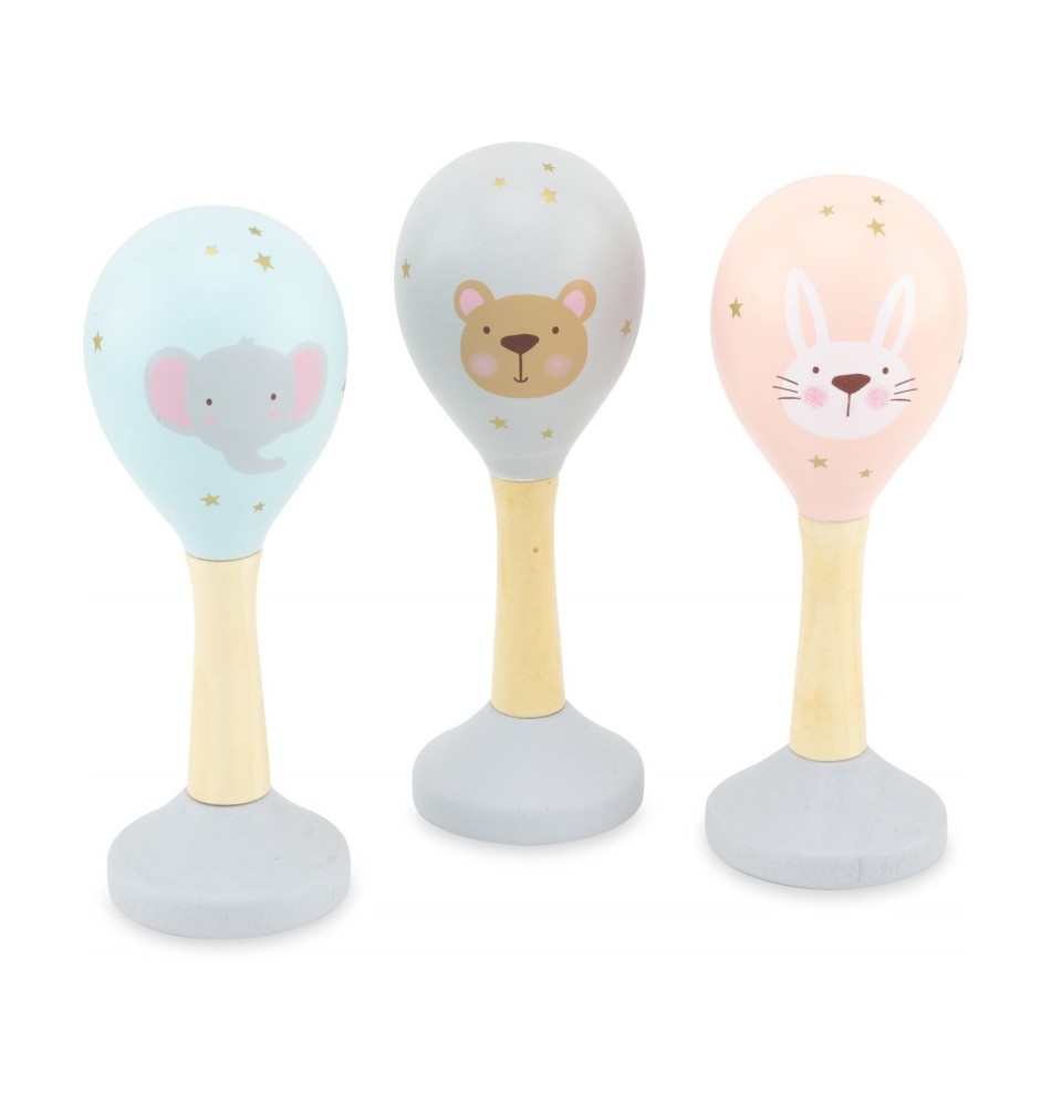 Maracas en bois jouet enfant bebe - Instruments musique