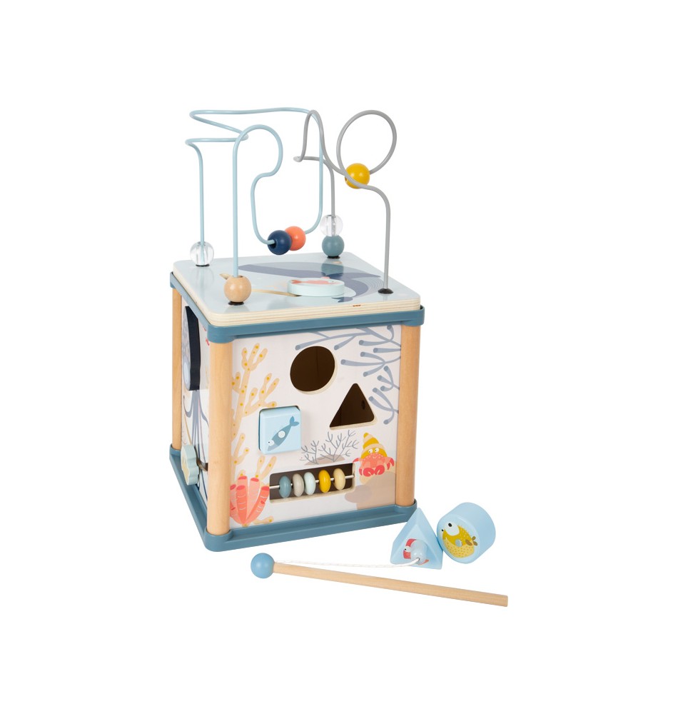 Jouet Bebe 1 2 Ans, Cube D'activité Bébé en Bois 6-en-1, Jouets