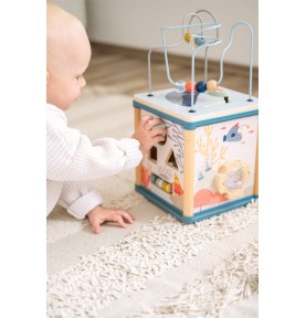 Kizfarm Cubes d'activité en Bois pour Bébé de 12+ Mois 8-en-1 Jouet  d'activités Motrices pour Enfants Jeux d'empilage et de Tri Jouets  éducatifs Montessori pour Garçons Filles à partir de 1 2