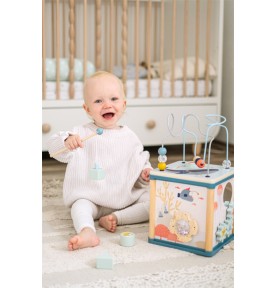 Kizfarm Cubes d'activité en Bois pour Bébé de 12+ Mois 8-en-1 Jouet  d'activités Motrices pour Enfants Jeux d'empilage et de Tri Jouets  éducatifs Montessori pour Garçons Filles à partir de 1 2