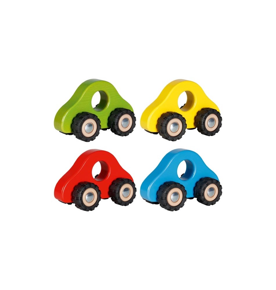 Petite Voiture En Bois Avec Personnage - Jouet Enfant, Dimensions 9,3x7,7x8,7 Cm - Peinture Soignée, Design Vintage, Jouet écologique