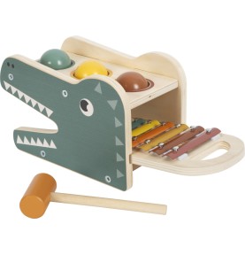 Bebe Enfant Bois Bus Jouet Enfant Jeux Construction Bois Xylophone Bebe 18  Mois avoir Forme Géométrique 8 ton Et Marteau en Bois