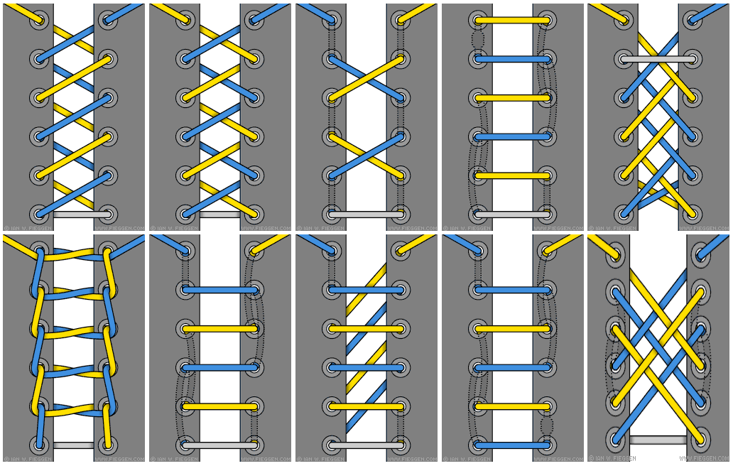 Different ways to tie your laces