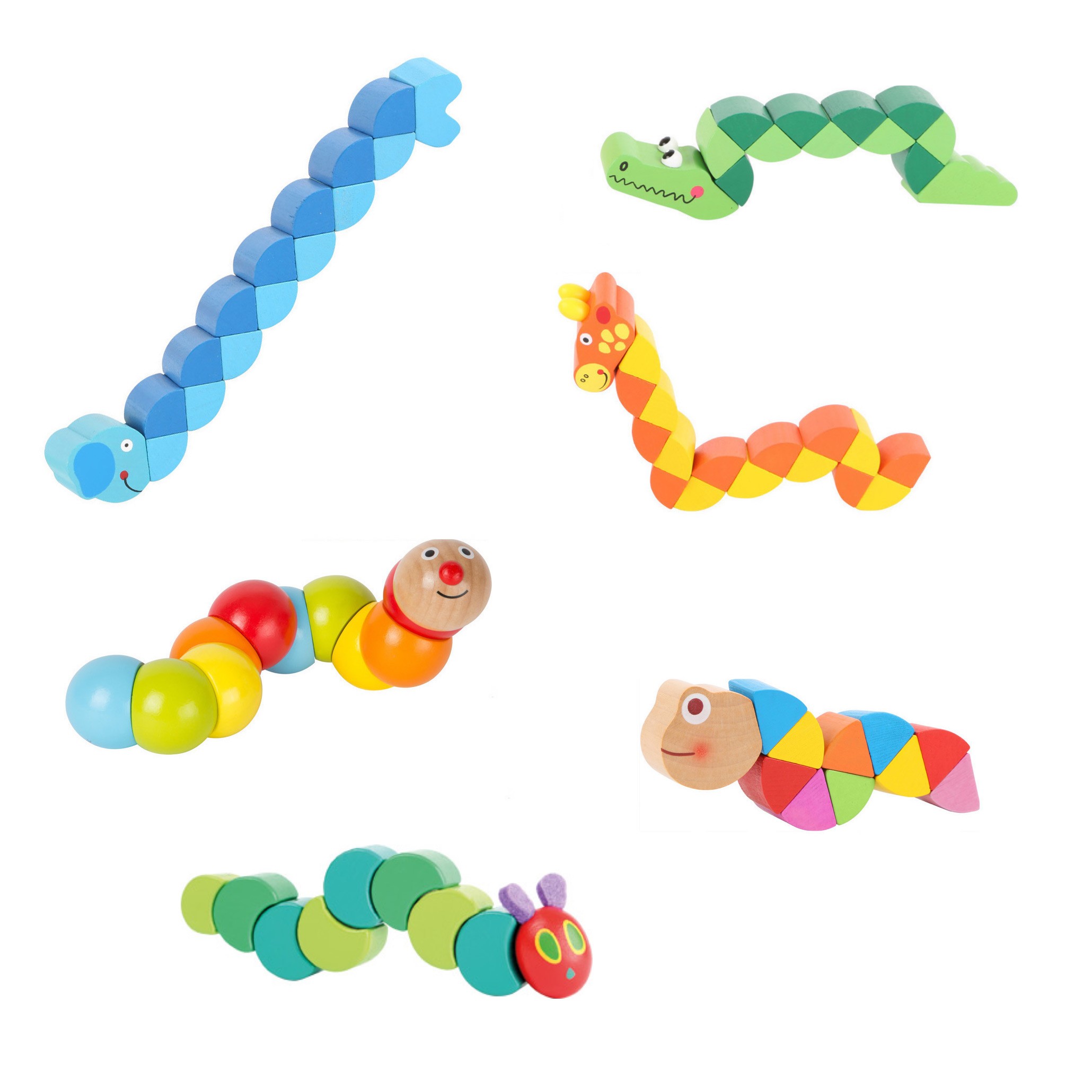 Wooden Flexible Grasping Rattle - Articulated Toy