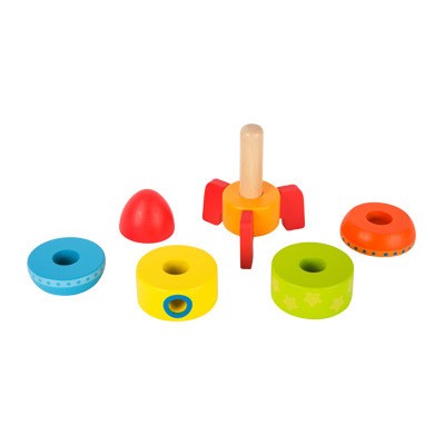 Wooden Rocket Stacking Ring Tower - Vue 2