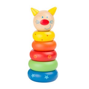 Colourful Wooden Animal Stacking Ring Tower