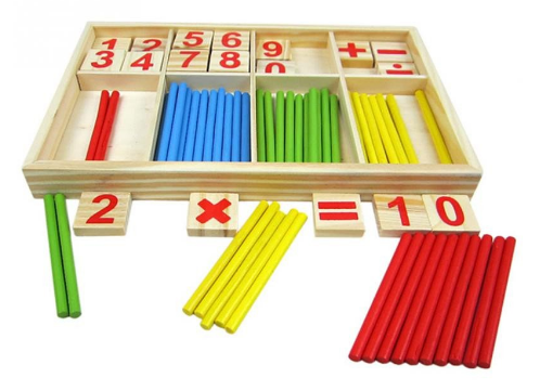 Wooden Arithmetic Box with Counting Sticks & Number Tiles - Vue 3