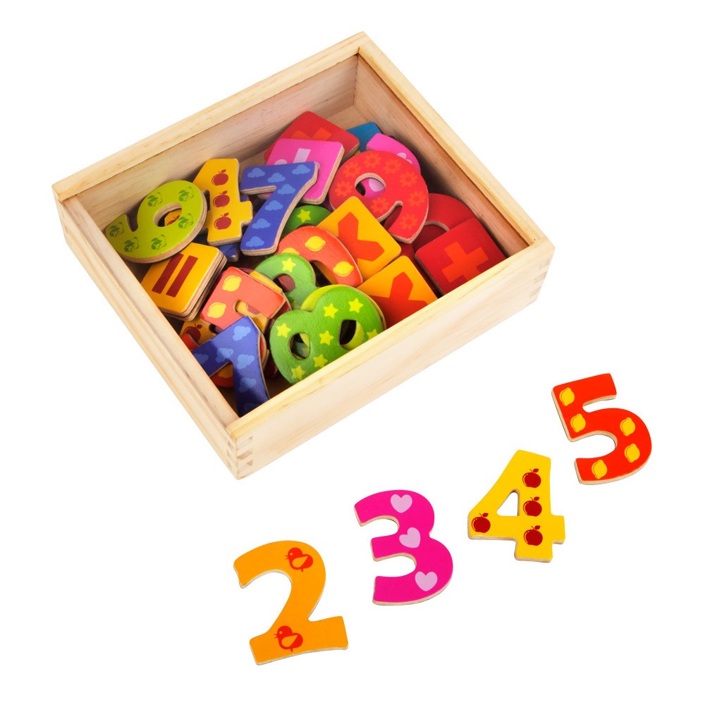 Wooden Magnetic Numbers & Maths Symbols Set - 40 Pcs - Vue 6