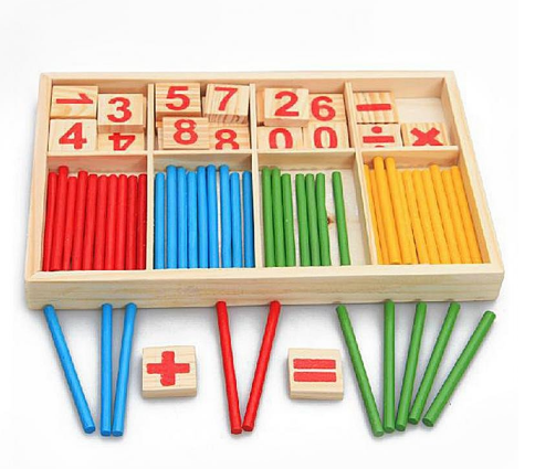 Wooden Arithmetic Box with Counting Sticks & Number Tiles - Vue 6