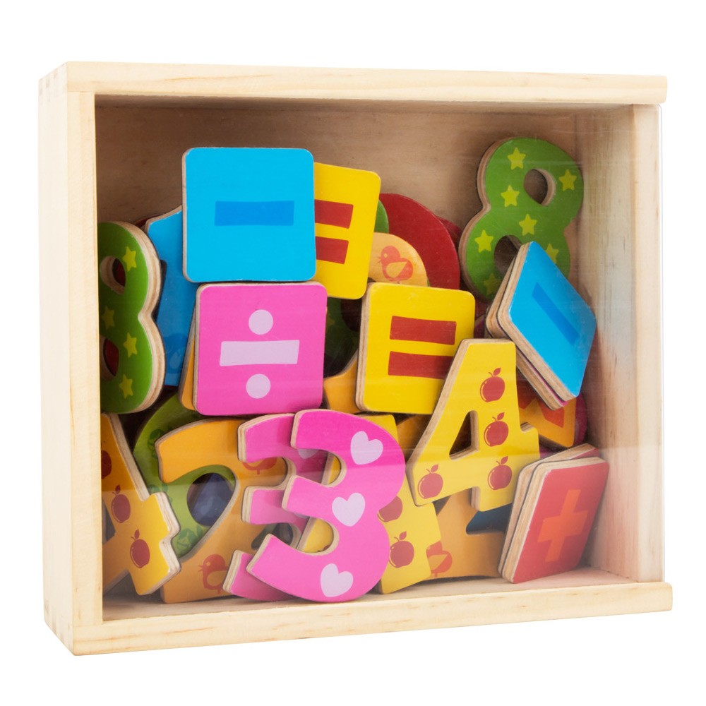 Wooden Magnetic Numbers & Maths Symbols Set - 40 Pcs - Vue 4