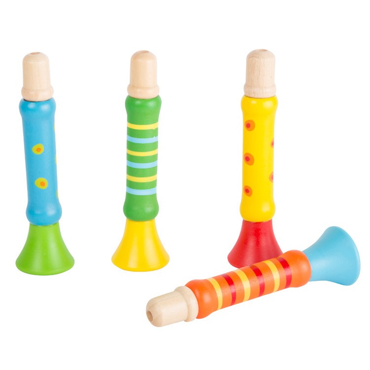 Wooden Toy Trumpet - Sensory Wind Instrument for Kids