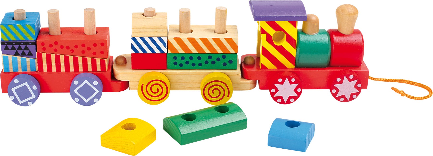 Wooden Stacking Geometric Shape Train - Pull-Along Sorter