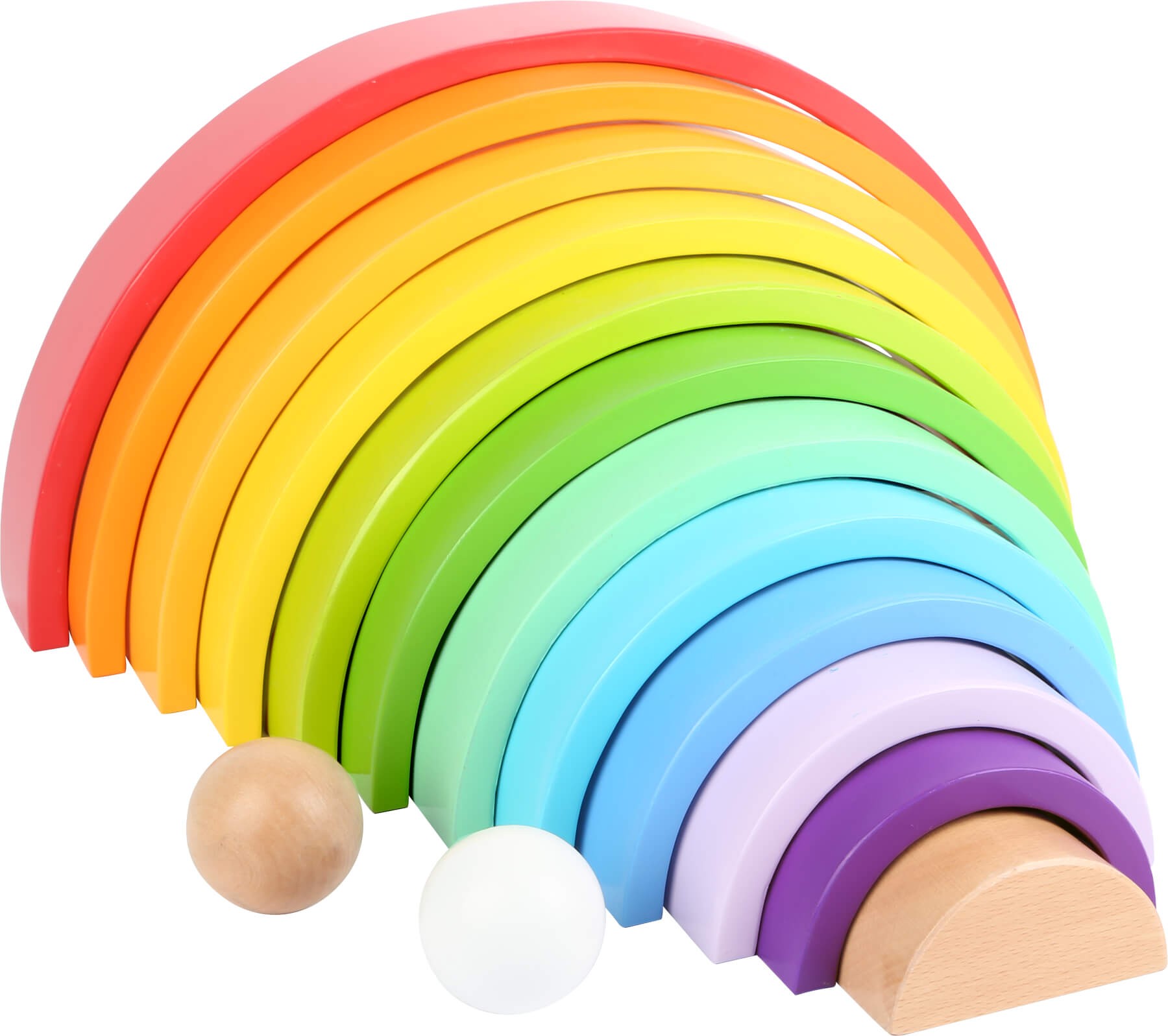 Giant Montessori Wooden Rainbow Stacker XXL with 2 Balls