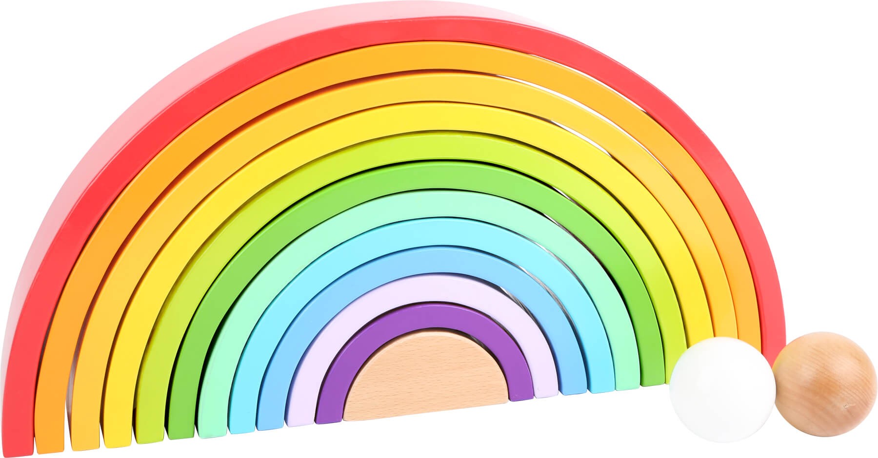 Giant Montessori Wooden Rainbow Stacker XXL with 2 Balls - Vue 3