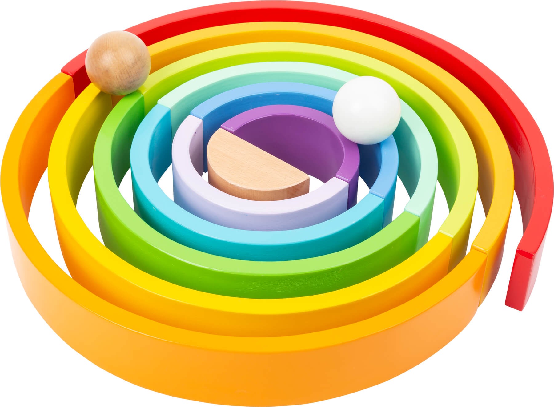 Giant Montessori Wooden Rainbow Stacker XXL with 2 Balls - Vue 4