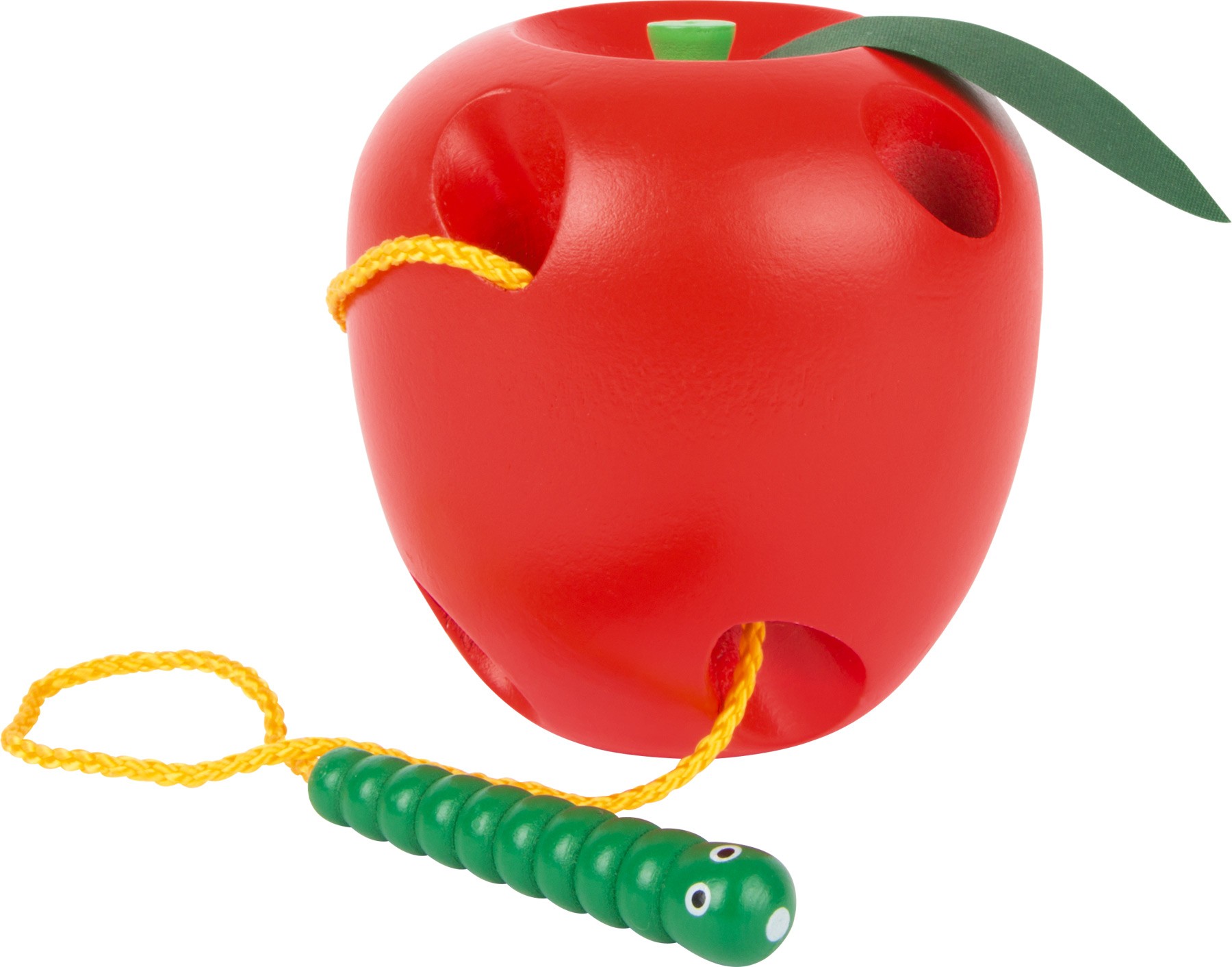 Jeu de laçage en bois pomme et chenille - jeu Montessori 2 an de coordination motrice