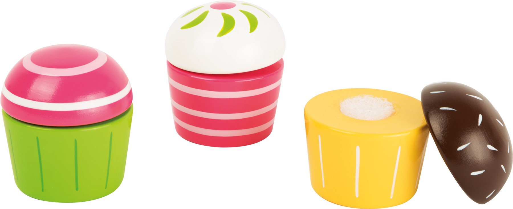 Wooden Sliceable Cupcakes Set of 3 with Knife