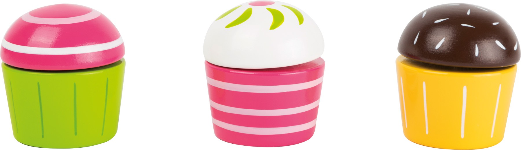Wooden Sliceable Cupcakes Set of 3 with Knife - Vue 2