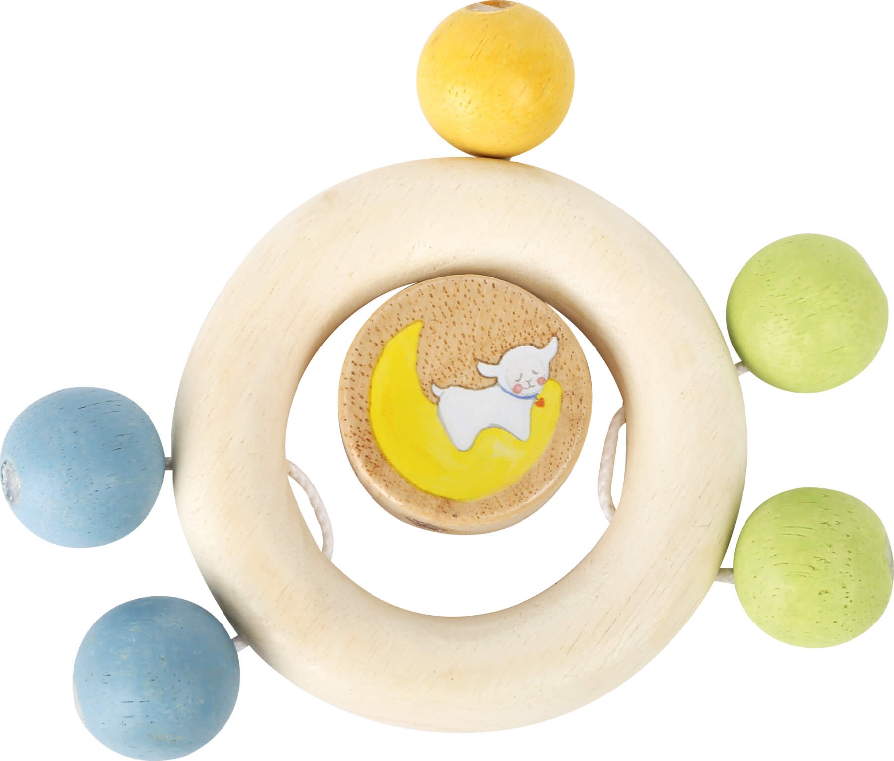 Natural Wooden Teething Ring with Sensory Beads
