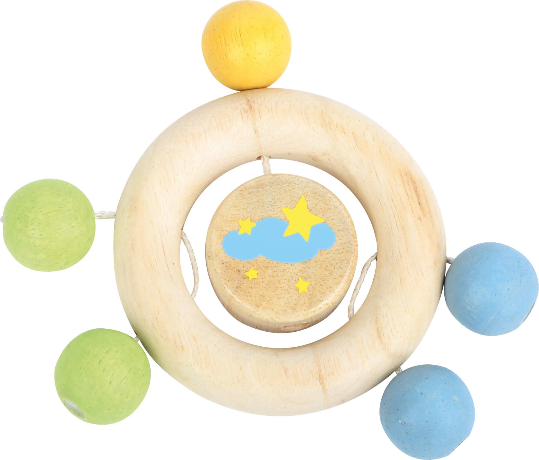 Natural Wooden Teething Ring with Sensory Beads - Vue 3
