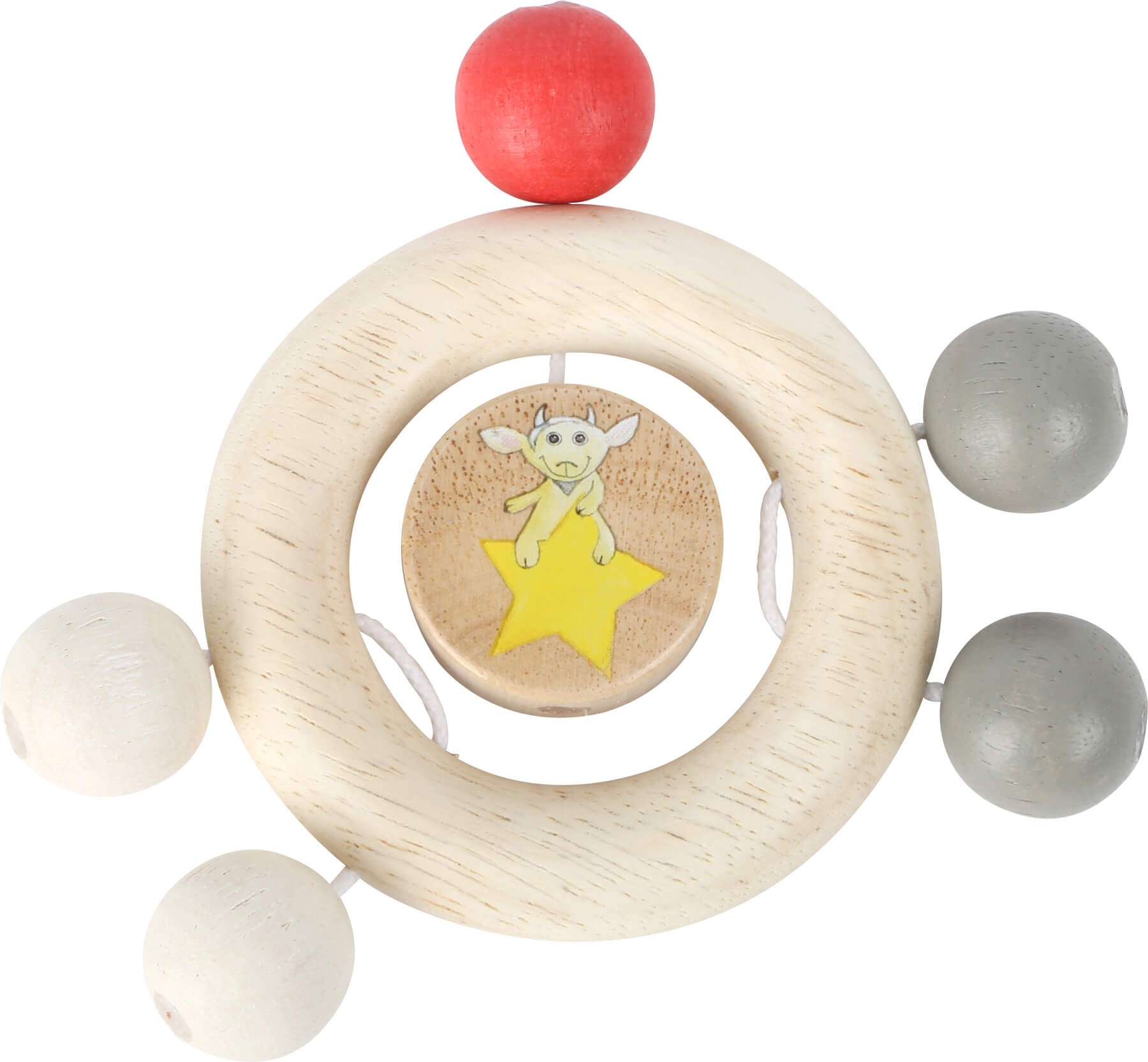 Natural Wooden Teething Ring with Sensory Beads - Vue 5