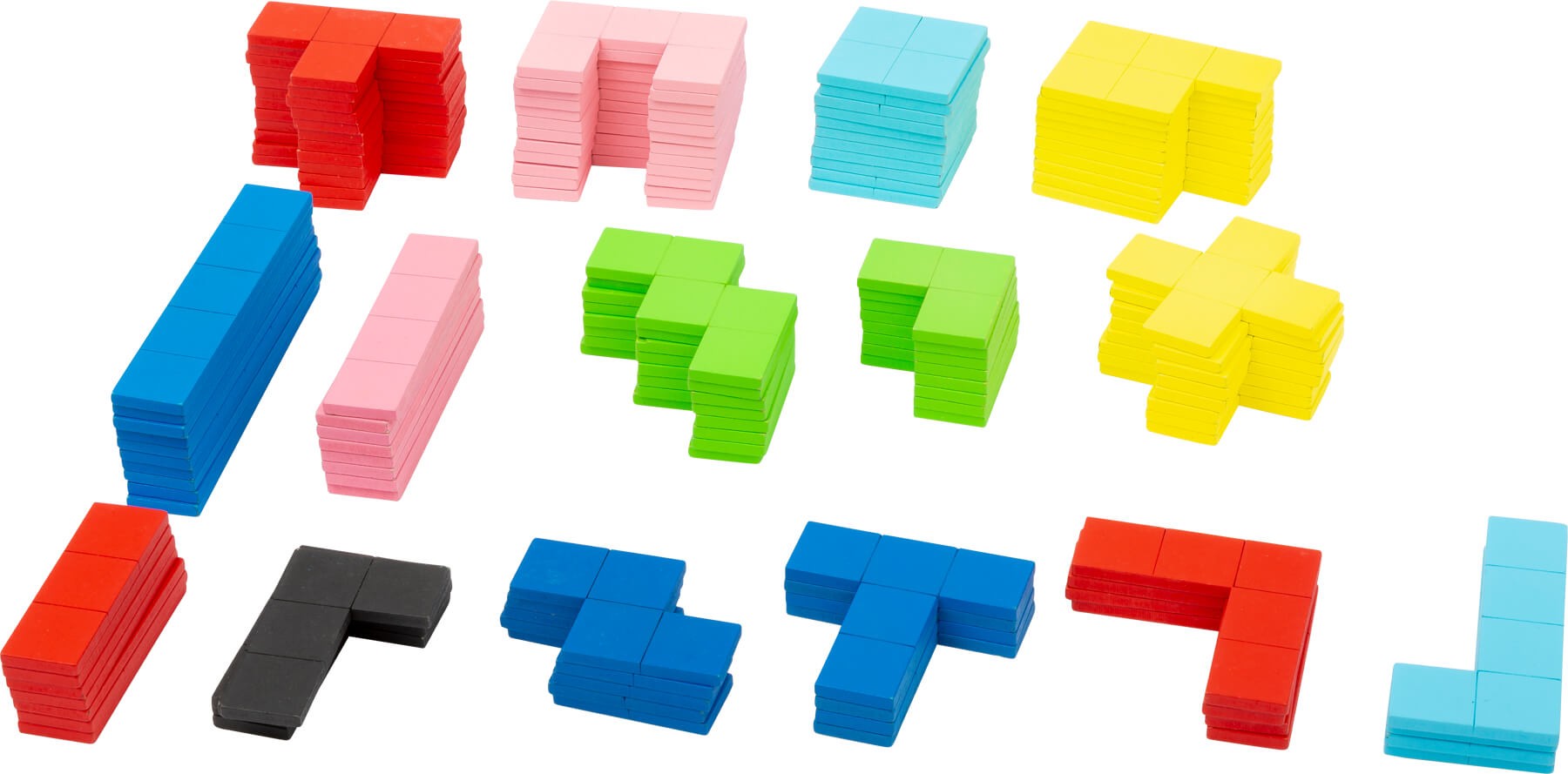 Wooden Geometric Tetris Grid Puzzle - 40 Brain Teaser Blocks - Vue 2