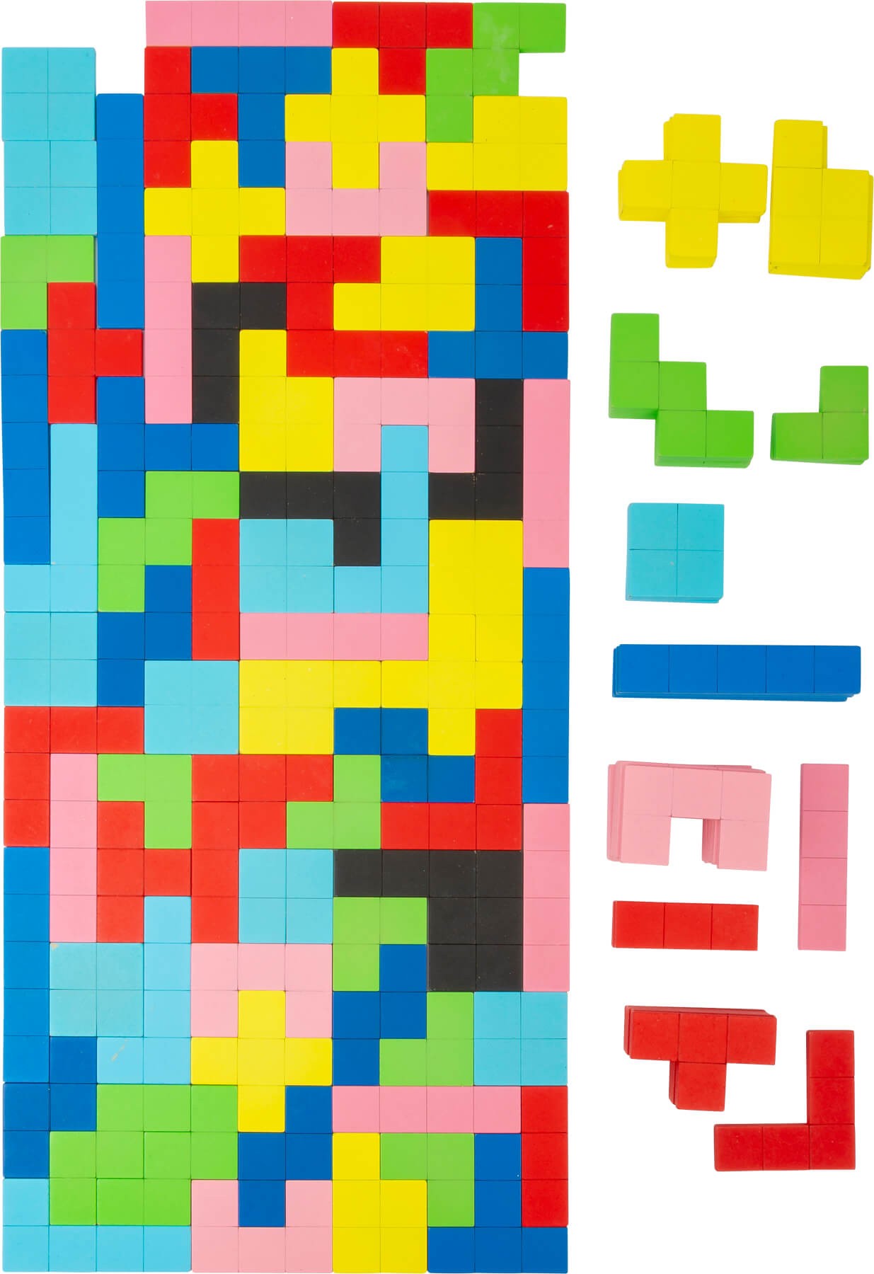 Wooden Geometric Tetris Grid Puzzle - 40 Brain Teaser Blocks