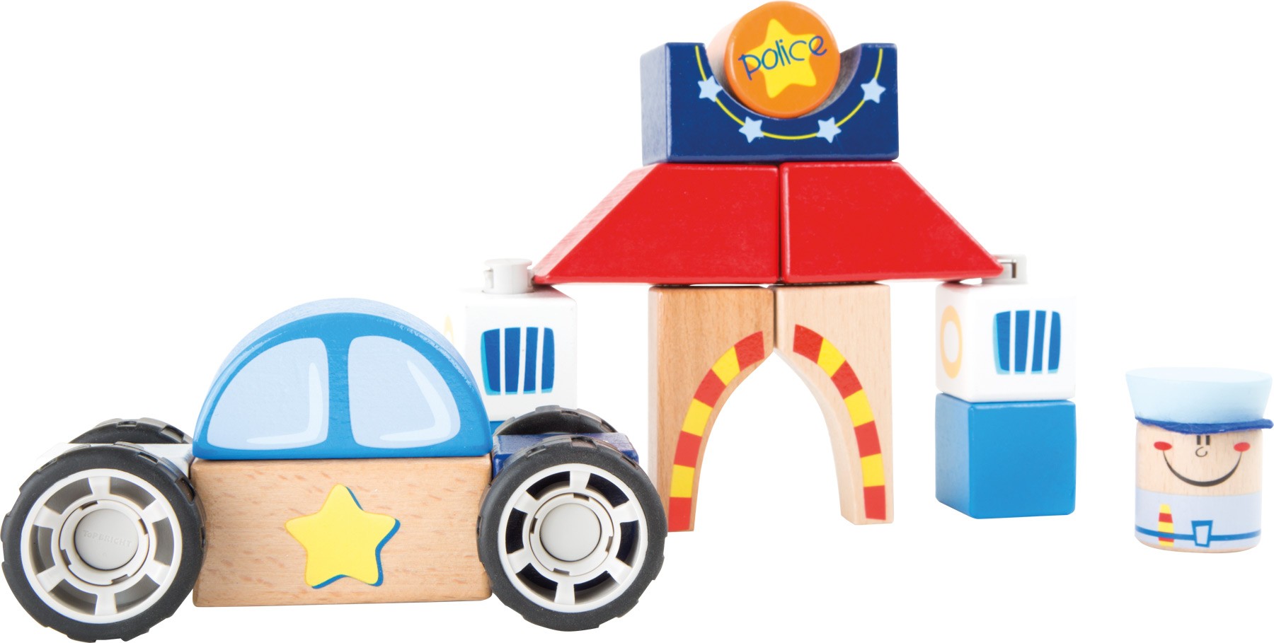 Wooden Police Station & Car Construction Playset