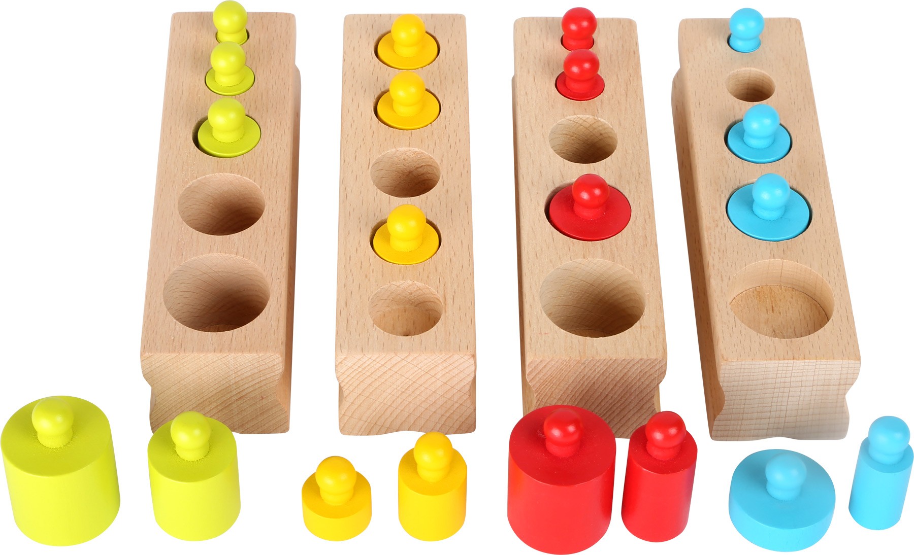 Montessori Cylinder Volume & Weight Blocks - 4 Bases Set - Vue 3