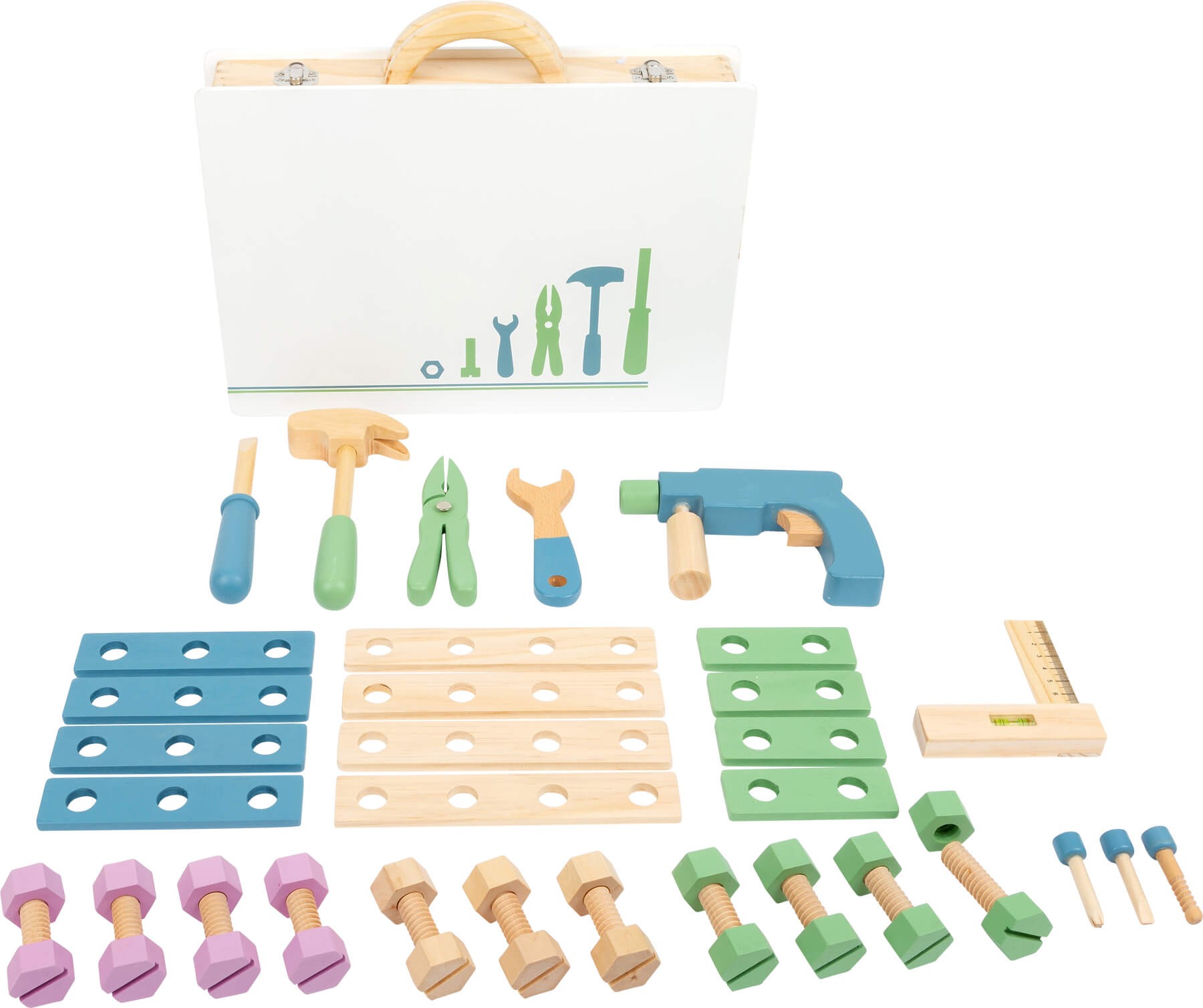 Deluxe Wooden Toolbox Set - Children's Carpentry Toy - Vue 2