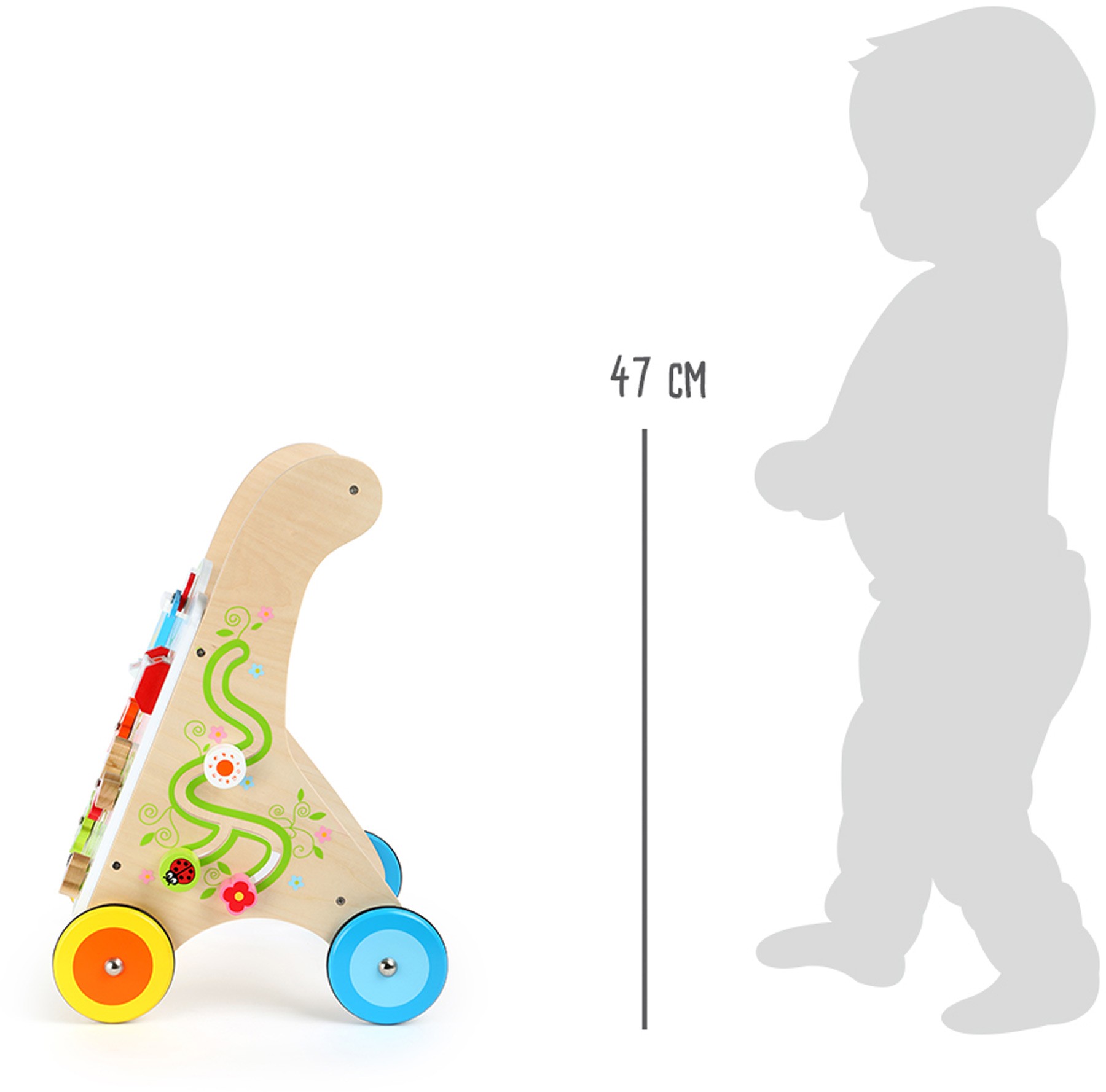 Multi-Activity Wooden Baby Walker - Flying Animals - Vue 4