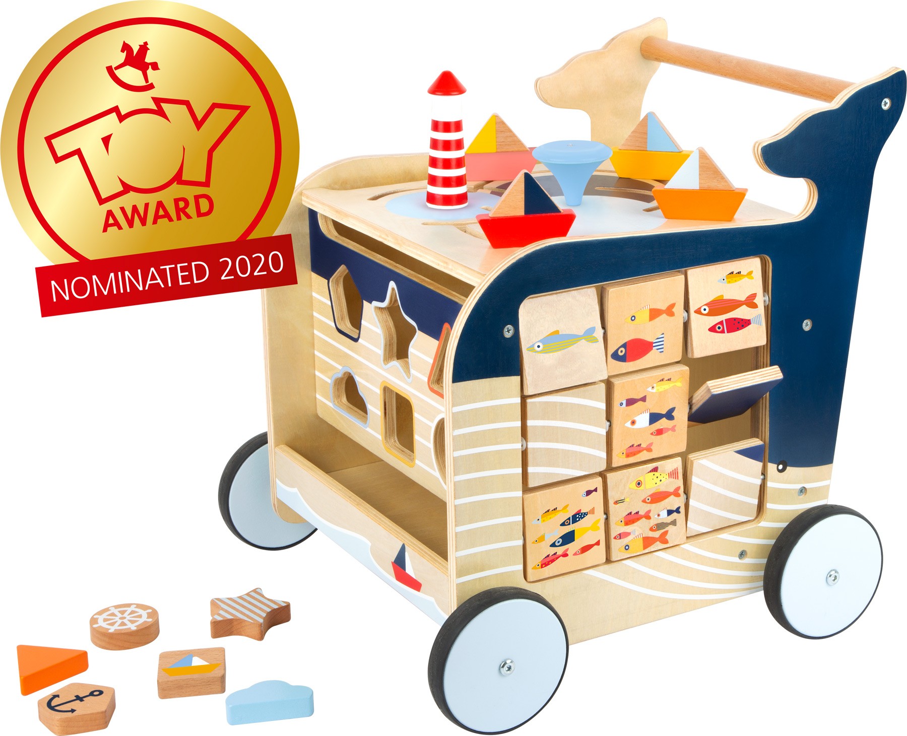 Deluxe Ocean Wooden Baby Walker & Activity Cart
