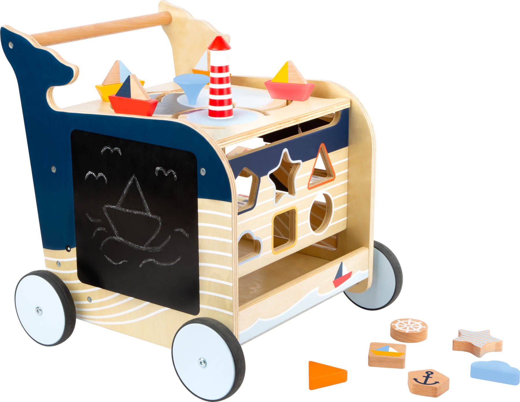 Deluxe Ocean Wooden Baby Walker & Activity Cart - Vue 2