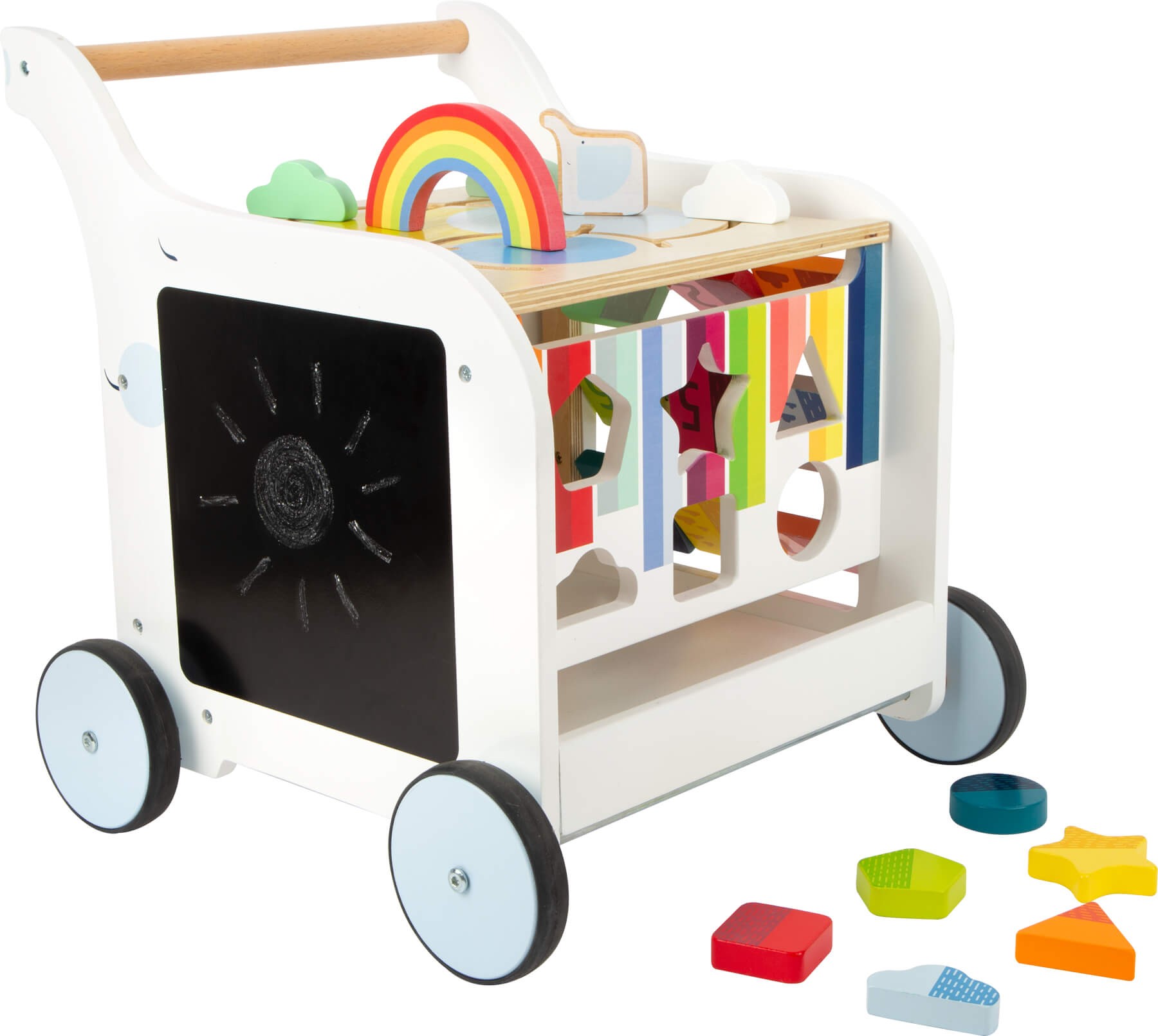 Deluxe Rainbow Wooden Baby Walker & Activity Cart - Vue 2