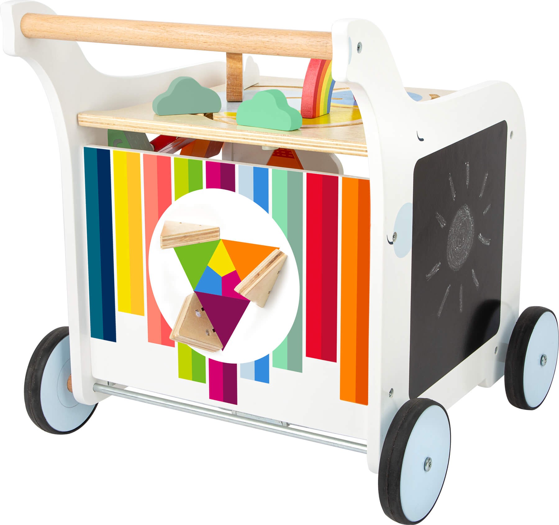 Deluxe Rainbow Wooden Baby Walker & Activity Cart - Vue 4